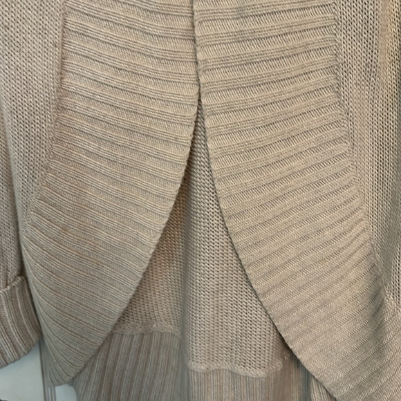 Cream Long Hooded Cardigan w Copper Hardware - Picture 4 of 5